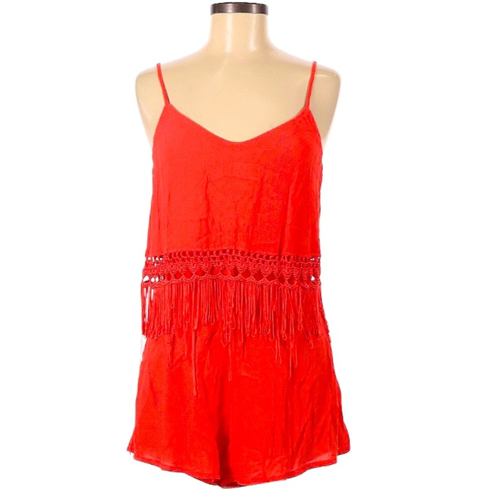 NWT Dream State Red Fringe Boho Romper, M